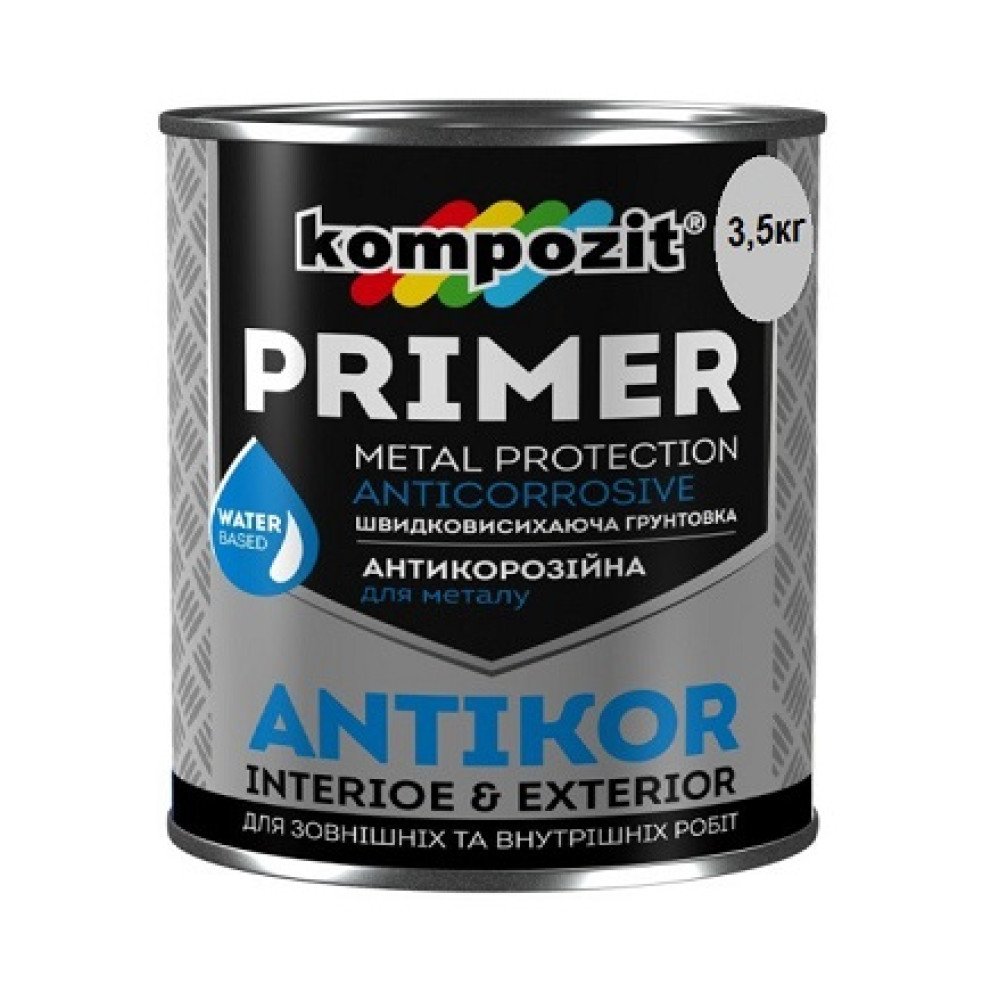 Грунтовка для металу ANTIKOR Kompozit 3.5 кг світло-сірий