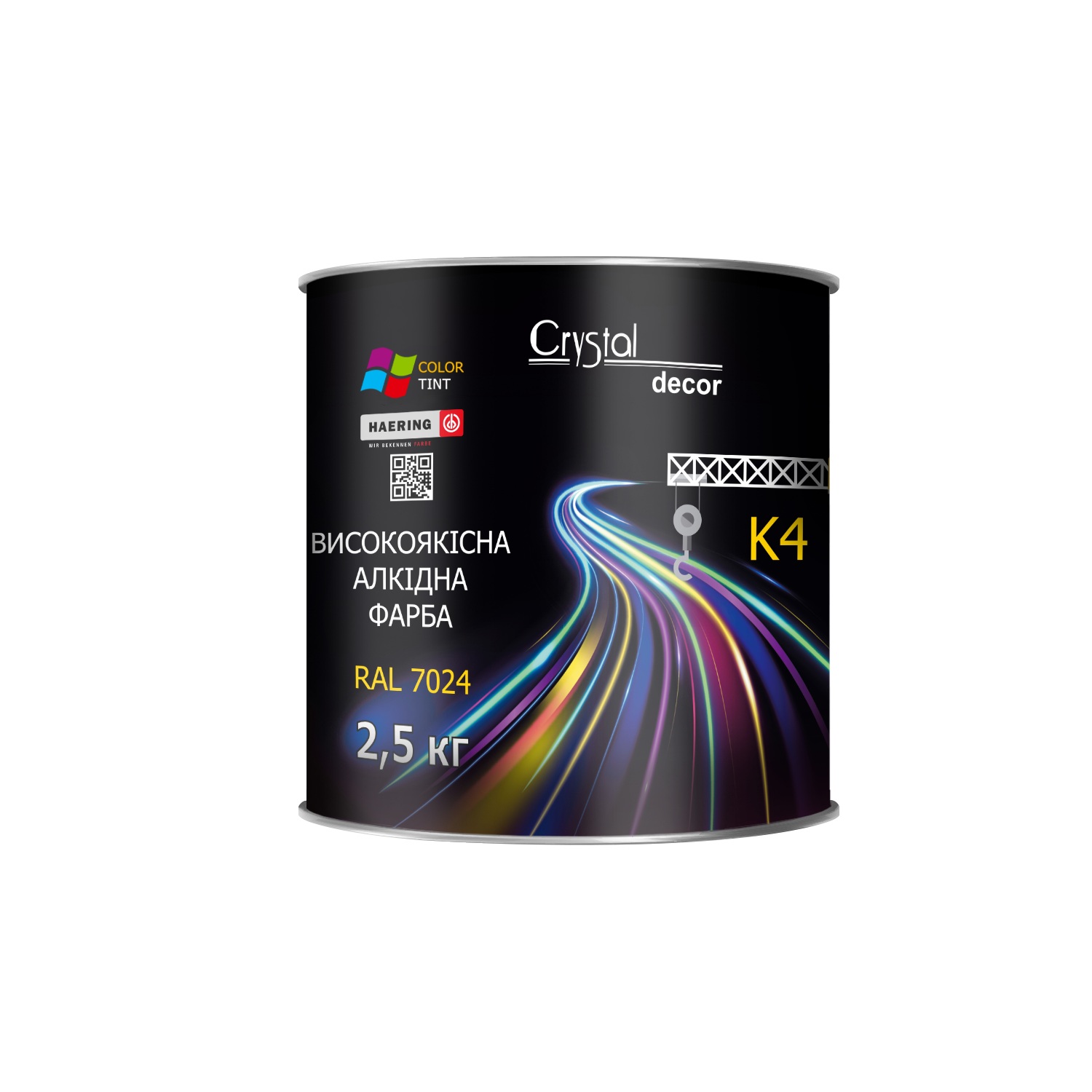 АЛКІДНА ФАРБА CRYSTAL DECOR K4 (RAL 7024) 1 кг