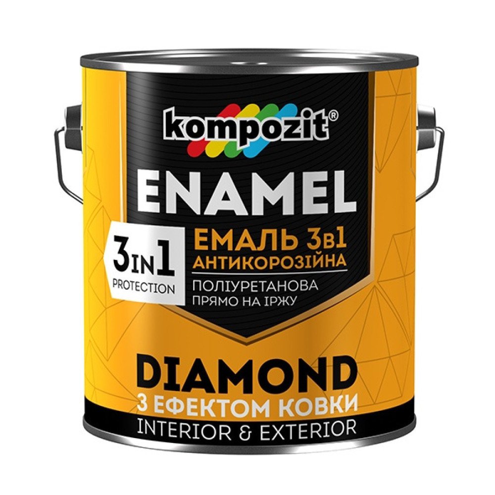 Емаль антикорозійна 3 в 1 DIAMOND Kompozit 2.5 л чорний