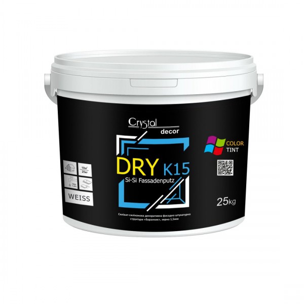 Декоративна силікат-силіконова штукатурка Crystal Decor DRY Si-Si Fassadenputz K15 25 кг